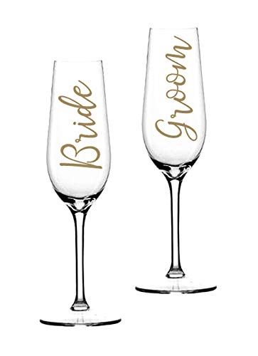 Bride & Groom - Vinyl Sticker Decals for Wine Glasses, Mugs. Wedding/Anniversary Gift. Couple